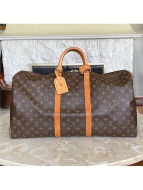 Louis Vuitton Keepall 55 Monogram w/ Name Tag, Poignet & Padlock